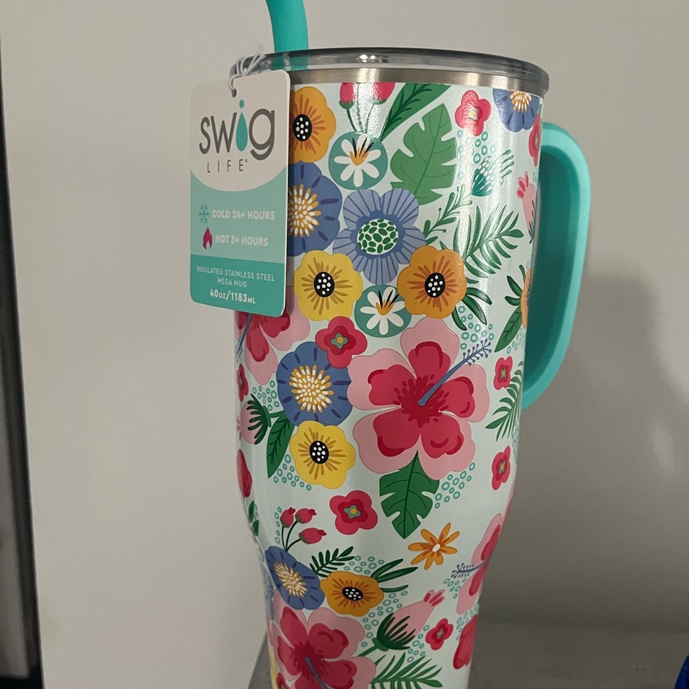 Swig Life Floral Insulated Tumbler with Straw